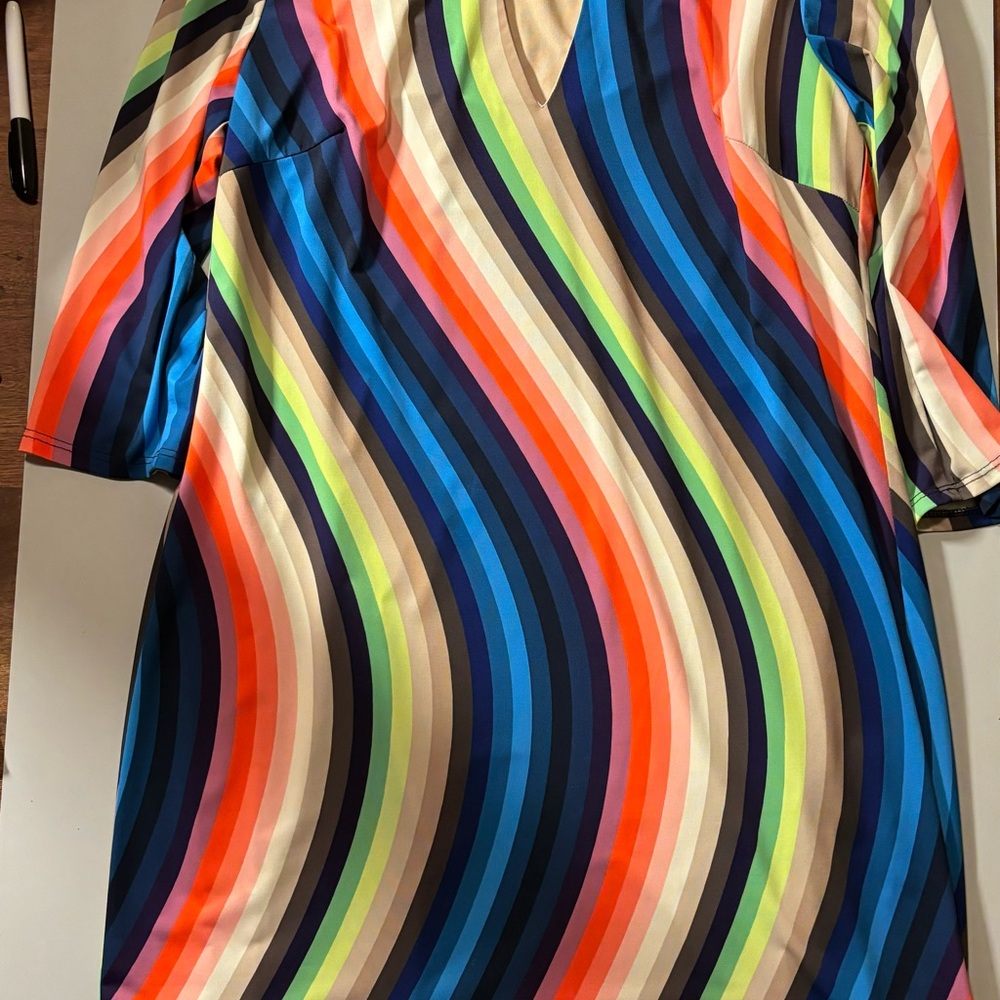 Trina Turk Bolero Tunic, curvy stripes. Lined. Gold hardware at neck. Worn once.